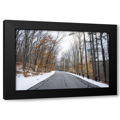 Cold Long Road Black Modern Wood Framed Art Print by Orlando