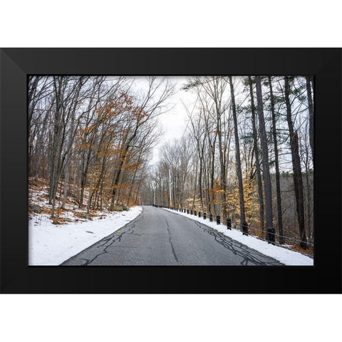 Cold Long Road Black Modern Wood Framed Art Print by Orlando