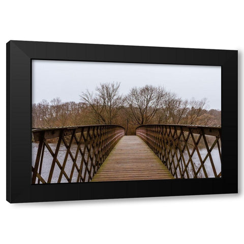 Between Two Places Black Modern Wood Framed Art Print by Orlando