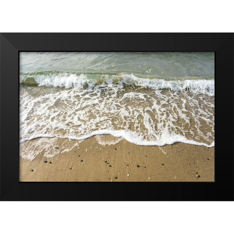 Ocean Waves Black Modern Wood Framed Art Print by Orlando