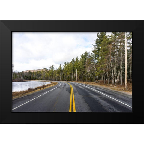 Divided Highway Black Modern Wood Framed Art Print by Orlando