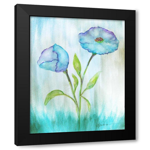Floral Blue 1 Black Modern Wood Framed Art Print by Pearson, Debbie