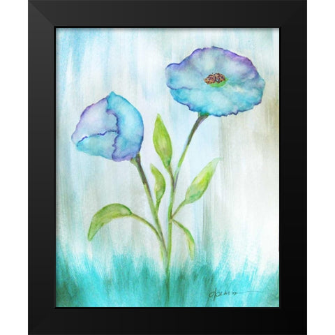 Floral Blue 1 Black Modern Wood Framed Art Print by Pearson, Debbie