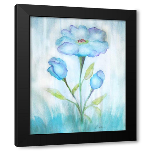 Floral Blue 2 Black Modern Wood Framed Art Print by Pearson, Debbie