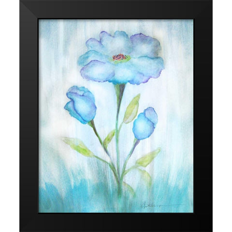 Floral Blue 2 Black Modern Wood Framed Art Print by Pearson, Debbie