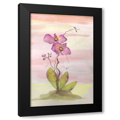 Orchid Trio 1 Black Modern Wood Framed Art Print with Double Matting by Pearson, Debbie