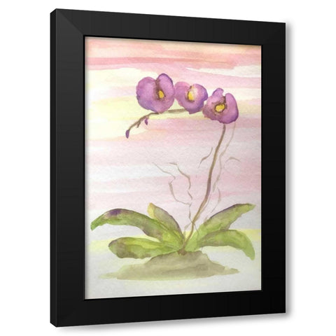 Orchid Trio 2 Black Modern Wood Framed Art Print with Double Matting by Pearson, Debbie
