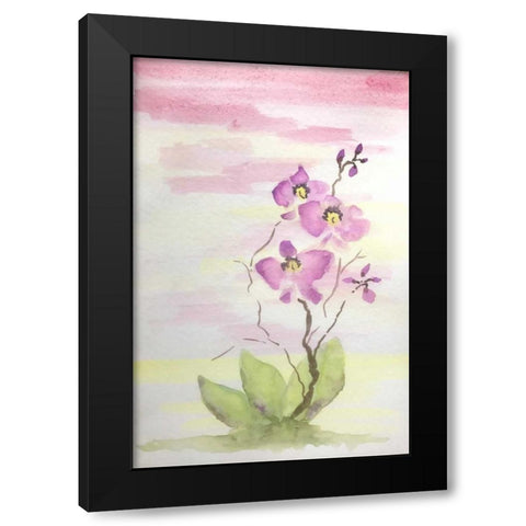 Orchid Trio 3 Black Modern Wood Framed Art Print by Pearson, Debbie