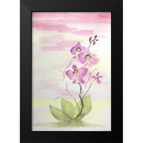 Orchid Trio 3 Black Modern Wood Framed Art Print by Pearson, Debbie