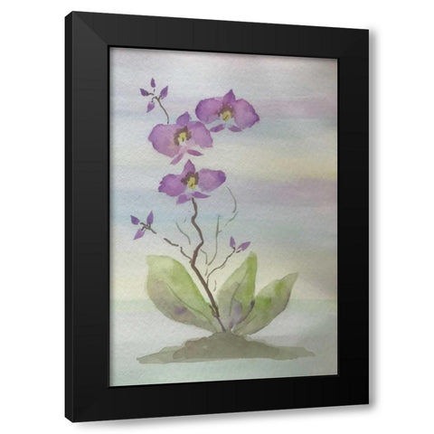 Orchid Duo 1 Black Modern Wood Framed Art Print with Double Matting by Pearson, Debbie