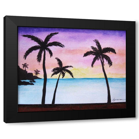 Tropical Palms 1 Black Modern Wood Framed Art Print with Double Matting by Pearson, Debbie