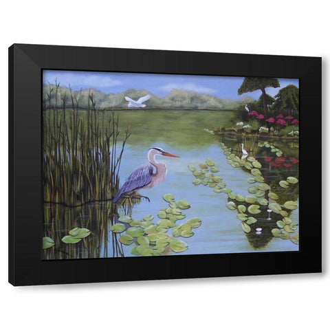 Heron and Egrets Black Modern Wood Framed Art Print with Double Matting by Pearson, Debbie