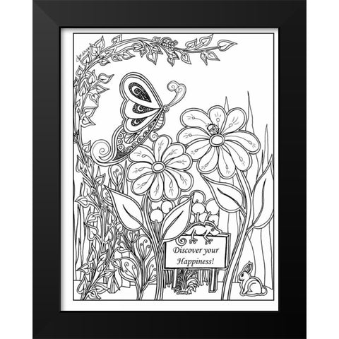Discover Your Happiness Black Modern Wood Framed Art Print by Pearson, Debbie