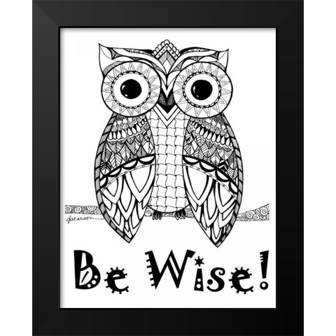 Be Wise Owl Black Modern Wood Framed Art Print by Pearson, Debbie