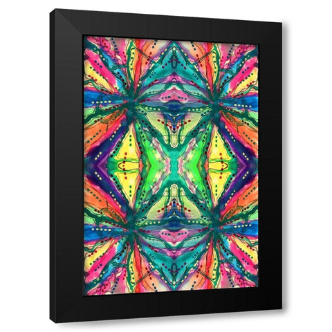 Kaleidoscope Abstract Pattern 223 Black Modern Wood Framed Art Print by Pearson, Debbie