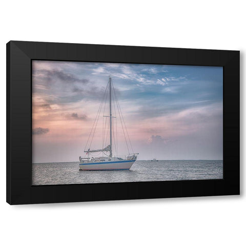 Blue Point Sunrise Black Modern Wood Framed Art Print with Double Matting by DeLuca, Pat