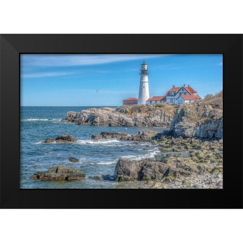 Portland Head LightHouse Black Modern Wood Framed Art Print by DeLuca, Pat