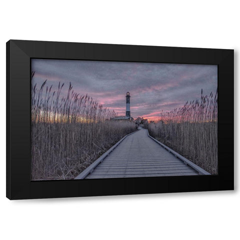Fire Island Lighthouse Sunrise Black Modern Wood Framed Art Print by DeLuca, Pat