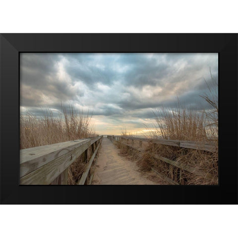 East Islip Sunset Black Modern Wood Framed Art Print by DeLuca, Pat