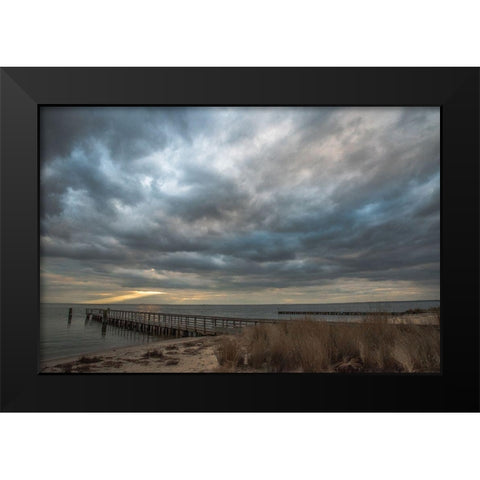 East Islip Sunset 2 Black Modern Wood Framed Art Print by DeLuca, Pat