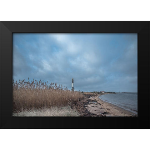 Fire Island Lighthouse Black Modern Wood Framed Art Print by DeLuca, Pat