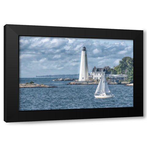 New London Harbor Lighthouse Black Modern Wood Framed Art Print by DeLuca, Pat