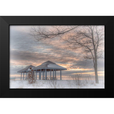 Blue Point Sunrise Black Modern Wood Framed Art Print by DeLuca, Pat
