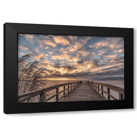 East Islip Sunrise Black Modern Wood Framed Art Print with Double Matting by DeLuca, Pat