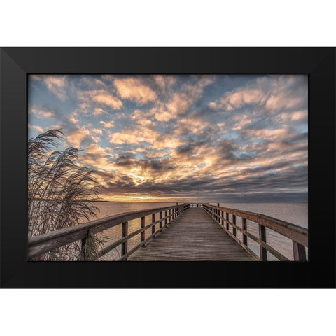 East Islip Sunrise Black Modern Wood Framed Art Print by DeLuca, Pat