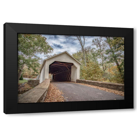 Covered Bridge Black Modern Wood Framed Art Print by DeLuca, Pat