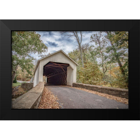 Covered Bridge Black Modern Wood Framed Art Print by DeLuca, Pat