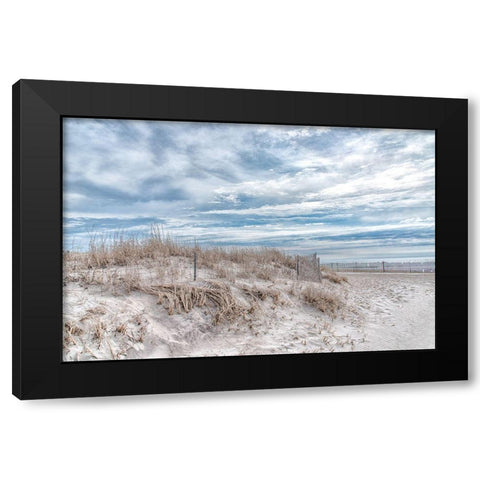 Lighthouse Beach Black Modern Wood Framed Art Print with Double Matting by DeLuca, Pat