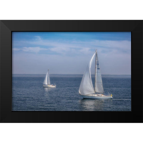 Sail Boats Black Modern Wood Framed Art Print by DeLuca, Pat