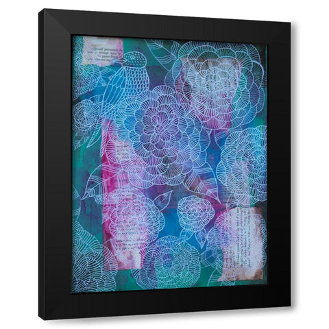 Bird And Hydrangea Black Modern Wood Framed Art Print by Varacek, Pam