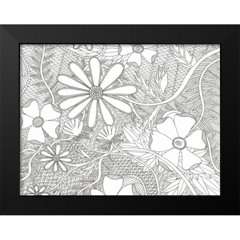Wild Daisys Less Black Modern Wood Framed Art Print by Varacek, Pam