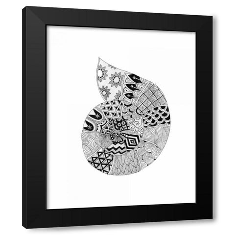 BW Decorated Nautilus Black Modern Wood Framed Art Print by Varacek, Pam