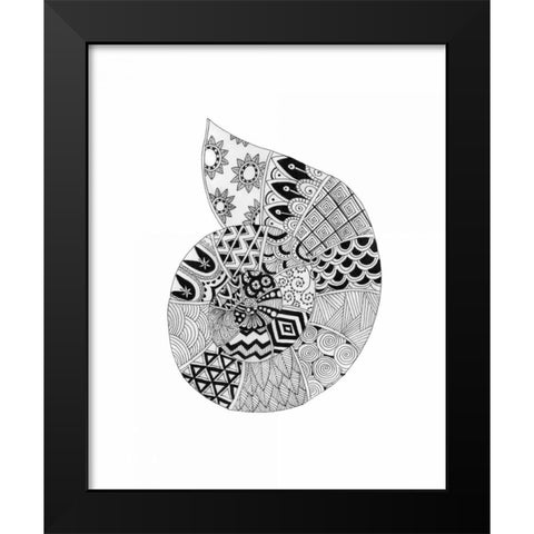 BW Decorated Nautilus Black Modern Wood Framed Art Print by Varacek, Pam