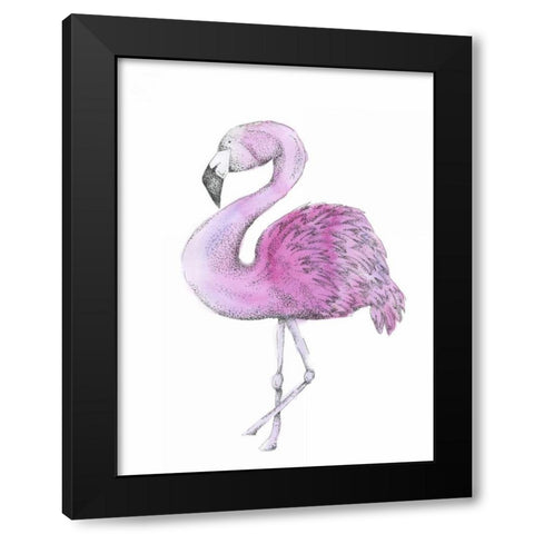 Flamingo Black Modern Wood Framed Art Print with Double Matting by Varacek, Pam