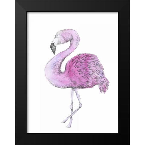 Flamingo Black Modern Wood Framed Art Print by Varacek, Pam