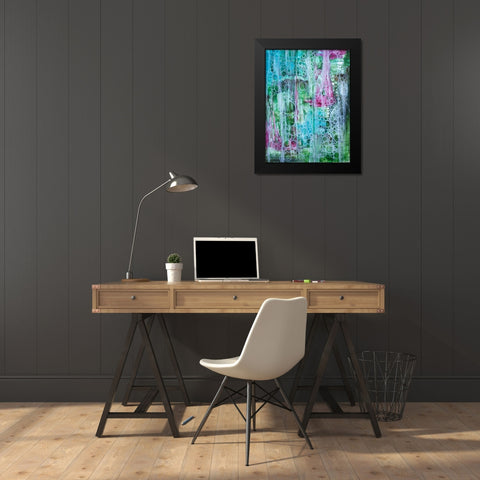 Teal Bubbles Black Modern Wood Framed Art Print by Varacek, Pam
