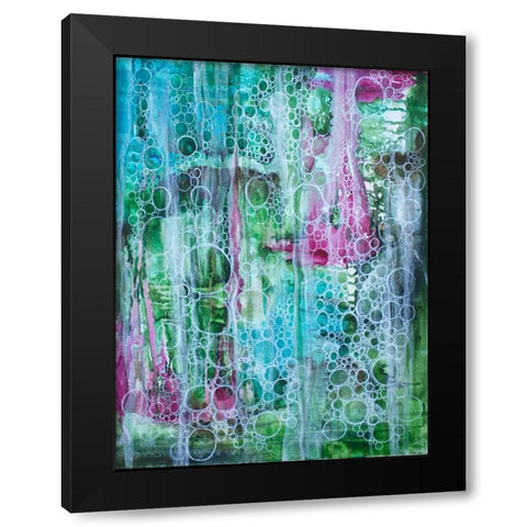 Teal Bubbles Black Modern Wood Framed Art Print by Varacek, Pam