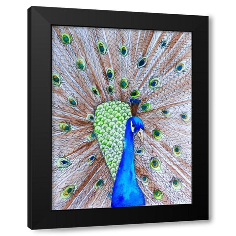 Peacock King Black Modern Wood Framed Art Print by Varacek, Pam