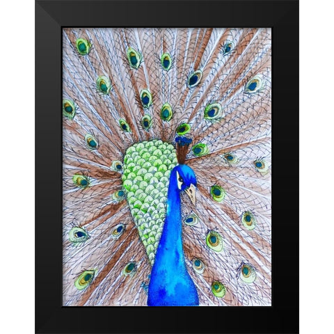 Peacock King Black Modern Wood Framed Art Print by Varacek, Pam