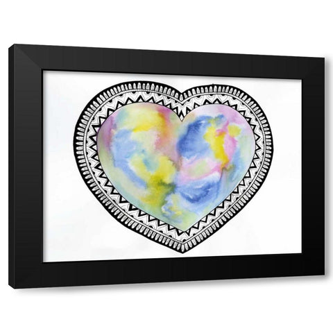 Tribal Heart Black Modern Wood Framed Art Print with Double Matting by Varacek, Pam