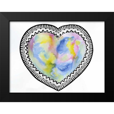 Tribal Heart Black Modern Wood Framed Art Print by Varacek, Pam