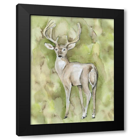 Sterling Deer Black Modern Wood Framed Art Print by Varacek, Pam