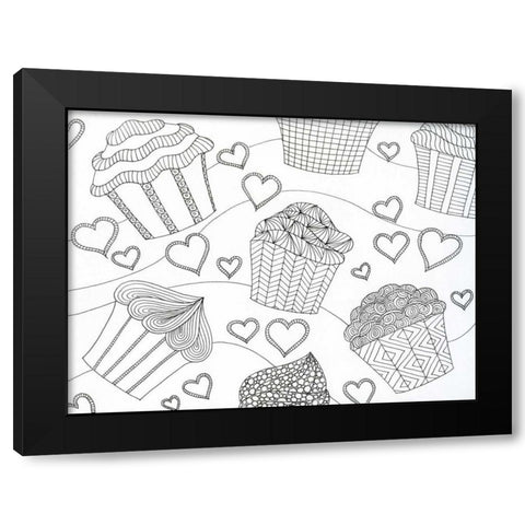 Cupcake Love Black Modern Wood Framed Art Print by Varacek, Pam