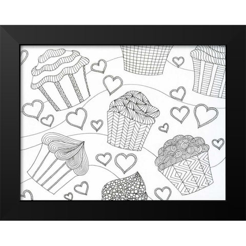 Cupcake Love Black Modern Wood Framed Art Print by Varacek, Pam