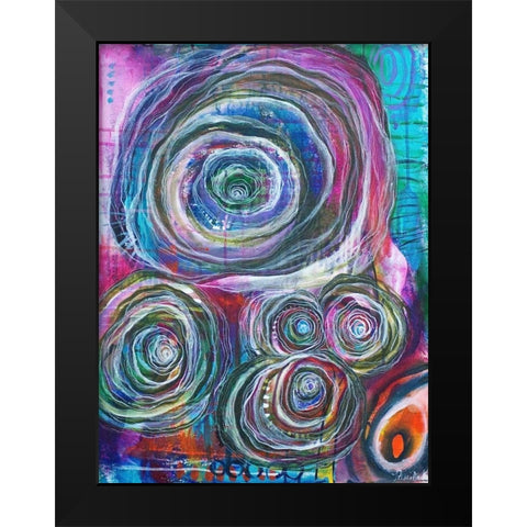 Circular Abstraction Black Modern Wood Framed Art Print by Varacek, Pam