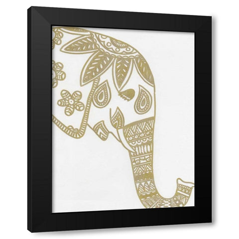Elephant Gold 3 Black Modern Wood Framed Art Print by Varacek, Pam